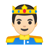 Prince Emoji with Light Skin Tone, Google style