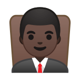 Man Judge Emoji with Dark Skin Tone, Google style