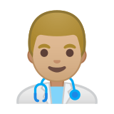 Man Health Worker Emoji with Medium-Light Skin Tone, Google style
