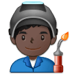 Man Factory Worker Emoji with Dark Skin Tone, Samsung style