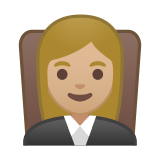 Woman Judge Emoji with Medium-Light Skin Tone, Google style