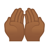 Palms Up Together Emoji with Medium-Dark Skin Tone, Google style