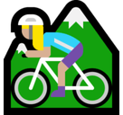 Woman Mountain Biking Emoji with Medium-Light Skin Tone, Microsoft style
