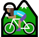 Woman Mountain Biking Emoji with Medium Skin Tone, Microsoft style