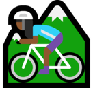 Woman Mountain Biking Emoji with Medium-Dark Skin Tone, Microsoft style