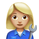 Woman Mechanic Emoji with Medium-Light Skin Tone, Apple style