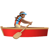 Woman Rowing Boat Emoji with Medium Skin Tone, Apple style