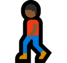 Person Walking Emoji with Medium-Dark Skin Tone, Microsoft style