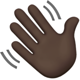 Waving Hand Emoji with Dark Skin Tone, Apple style
