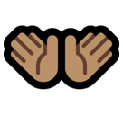 Open Hands Emoji with Medium Skin Tone, Microsoft style