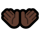 Open Hands Emoji with Dark Skin Tone, Microsoft style