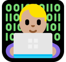 Man Technologist Emoji with Medium-Light Skin Tone, Microsoft style