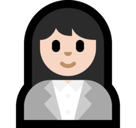 Woman Office Worker Emoji with Light Skin Tone, Microsoft style