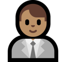 Man Office Worker Emoji with Medium Skin Tone, Microsoft style