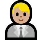 Man Office Worker Emoji with Medium-Light Skin Tone, Microsoft style