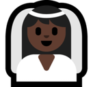 Bride with Veil Emoji with Dark Skin Tone, Microsoft style