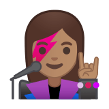 Woman Singer Emoji with Medium Skin Tone, Google style