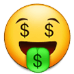 Money-Mouth Face Emoji, Samsung style