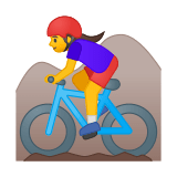 Woman Mountain Biking Emoji, Google style