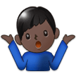 Man Shrugging Emoji with Dark Skin Tone, Samsung style