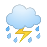 Cloud with Lightning and Rain Emoji, Google style