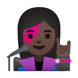 Woman Singer Emoji with Dark Skin Tone, Google style