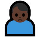 Man Frowning Emoji with Dark Skin Tone, Microsoft style
