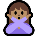 Woman Gesturing No Emoji with Medium Skin Tone, Microsoft style