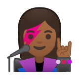 Woman Singer Emoji with Medium-Dark Skin Tone, Google style