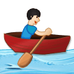 Man Rowing Boat Emoji with Light Skin Tone, Samsung style