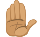 Raised Hand Emoji with Medium Skin Tone, Facebook style