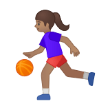 Woman Bouncing Ball Emoji with Medium Skin Tone, Google style