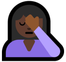Woman Facepalming Emoji with Dark Skin Tone, Microsoft style