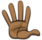 Hand with Fingers Splayed Emoji with Dark Skin Tone, Facebook style