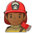 Man Firefighter Emoji with Medium-Dark Skin Tone, Samsung style