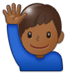 Man Raising Hand Emoji with Medium-Dark Skin Tone, Samsung style