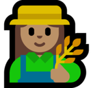 Woman Farmer Emoji with Medium Skin Tone, Microsoft style