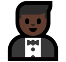 Man in Tuxedo Emoji with Dark Skin Tone, Microsoft style