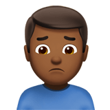 Man Frowning Emoji with Medium-Dark Skin Tone, Apple style