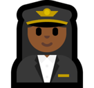 Woman Pilot Emoji with Medium-Dark Skin Tone, Microsoft style
