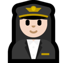 Woman Pilot Emoji with Light Skin Tone, Microsoft style