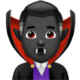 Man Vampire Emoji with Dark Skin Tone, Apple style