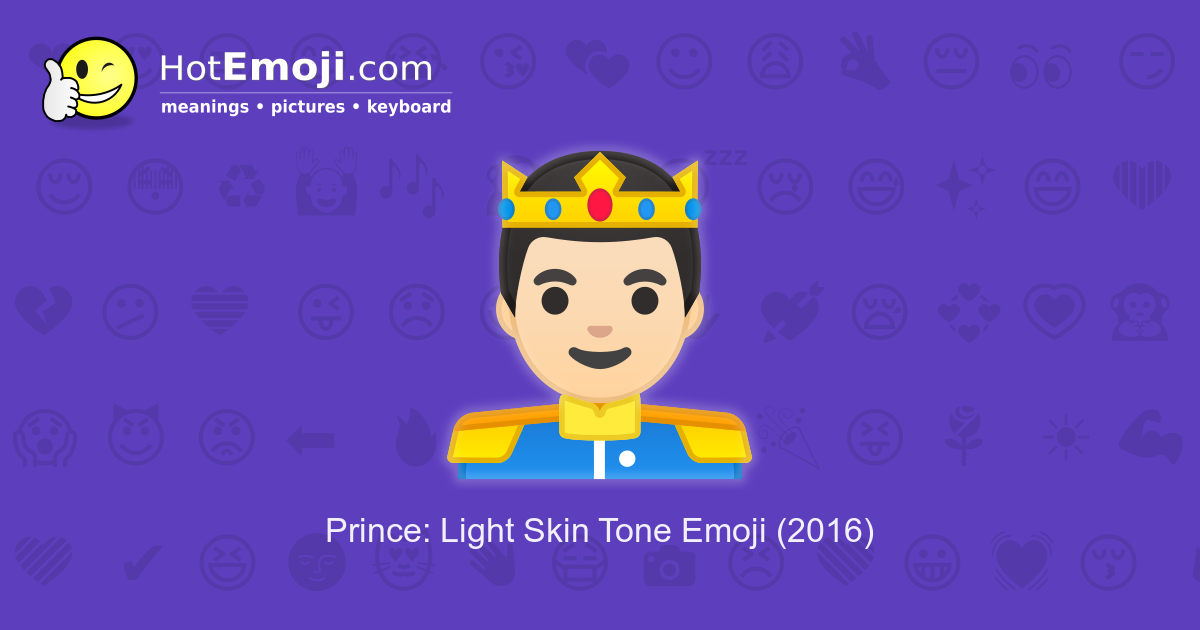 🤴🏻 Prince Emoji with Light Skin Tone Meaning and Pictures