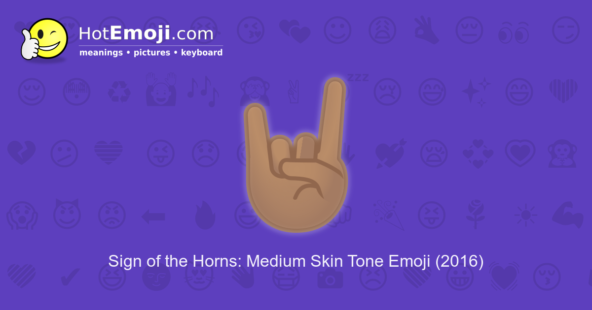 🤘🏽 Sign of the Horns Emoji with Medium Skin Tone Meaning and Pictures